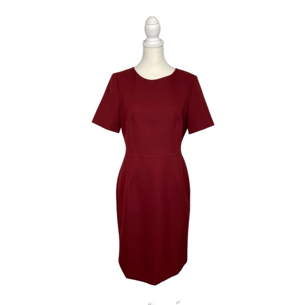 J.Crew Red Sheath Dress Women Size 8 Short Sleeve Classic Career Holiday Elegant